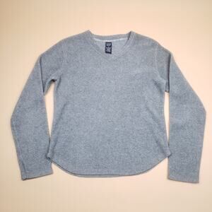 Vintage y2k GAP Fleece Pullover V-Neck Sweatshirt Sweater M Y2K Womens Scoop Hem